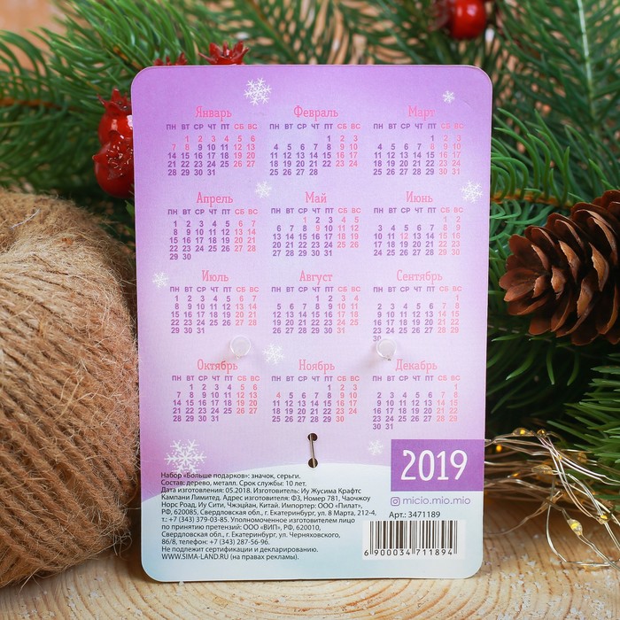Набор "Больше подарков", значок, серёжки