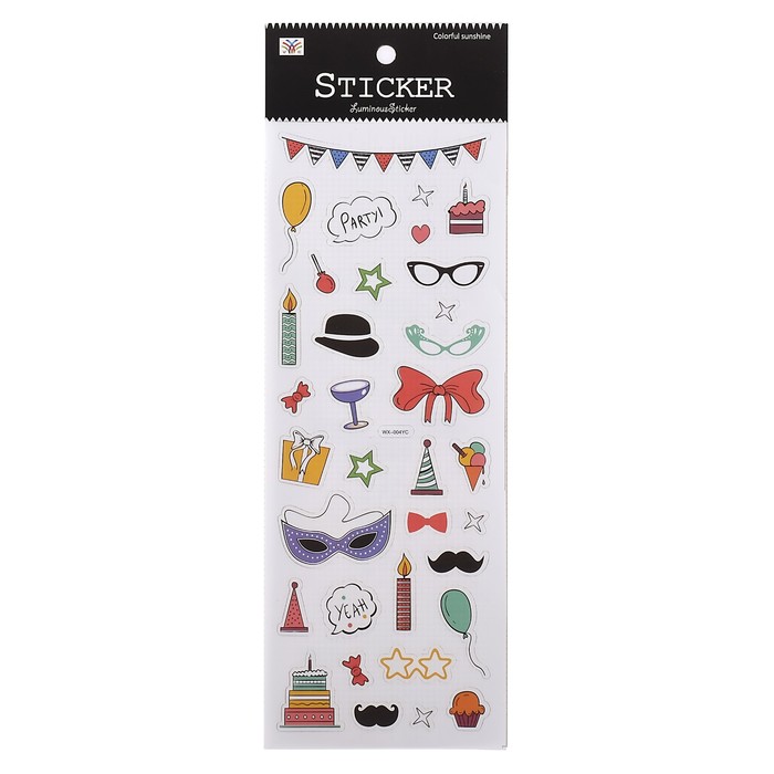 Наклейка пластик фосфорная "Путешествия" МИКС 30х10,5 см