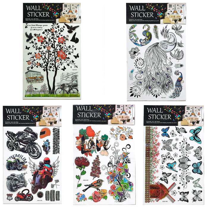 Наклейка пластик интерьерная 7D "Романтика" МИКС 49,5х30 см