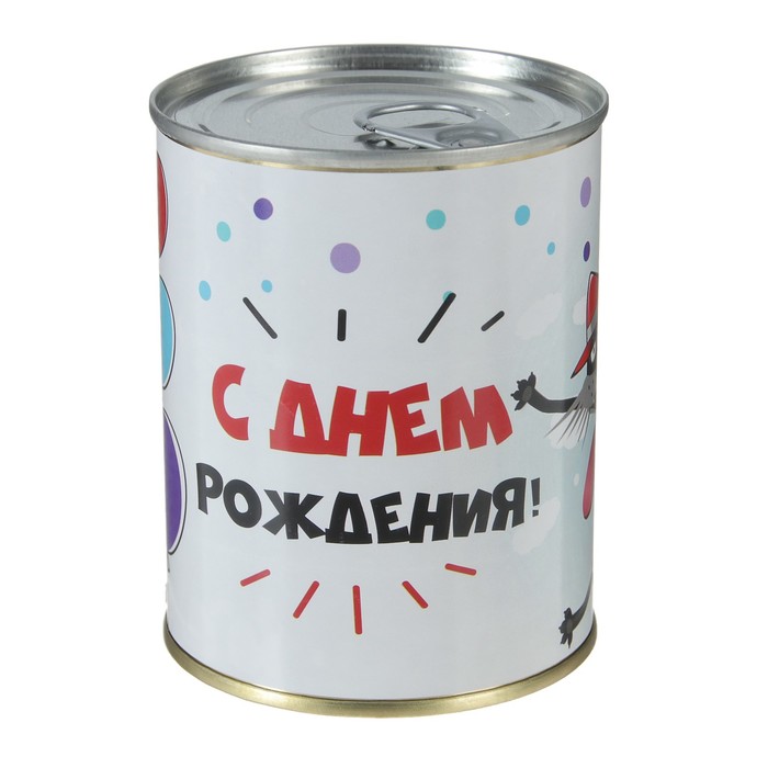 Носки в консервной банке "С Днем рождения! (кот)" (носки мужские, цвет черный)