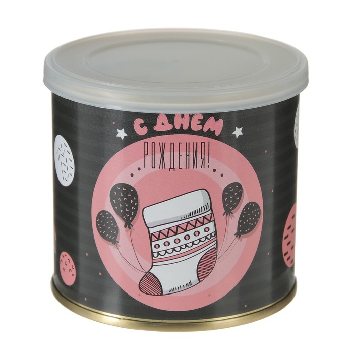 Носки в консервной банке "С Днем рождения!" (носки женские, цветные)