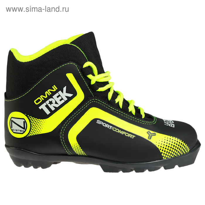 фото Ботинки лыжные trek omni 1 nnn ик, цвет чёрный, лого лайм неон, размер 35