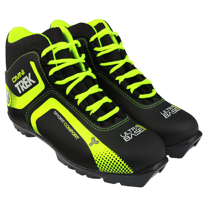 Ботинки лыжные TREK Omni 1 NNN ИК, цвет чёрный, лого лайм неон, размер 46