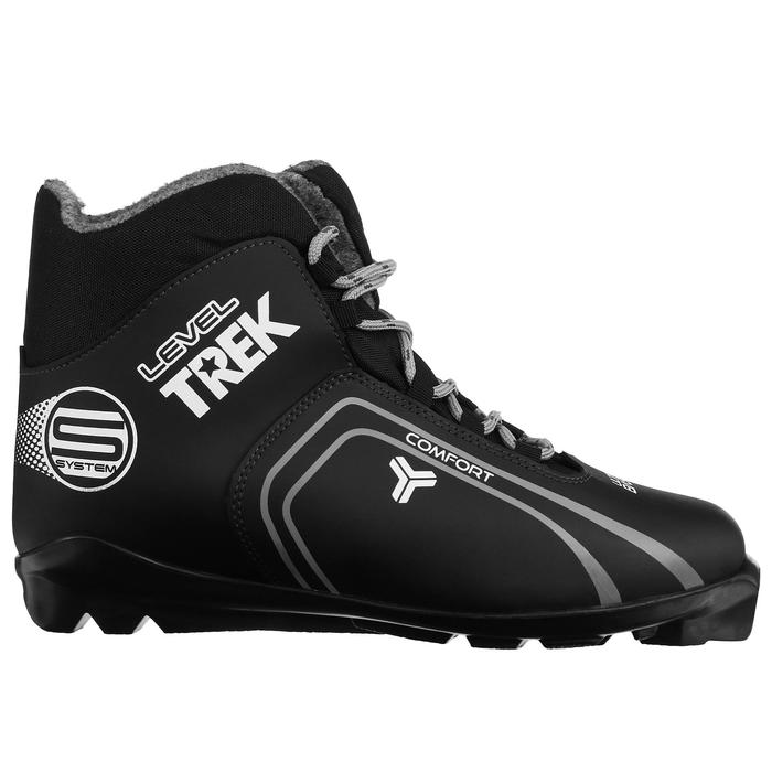 Ботинки лыжные TREK Level 4, SNS, искусственная кожа, цвет чёрный/серый, лого белый, размер 45