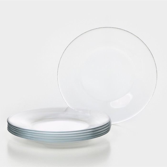Набор тарелок стеклянный Invitation, d=19,5 см, 6 шт, цвет прозрачный набор шпулек d 2 см 6 шт цвет прозрачный p 021