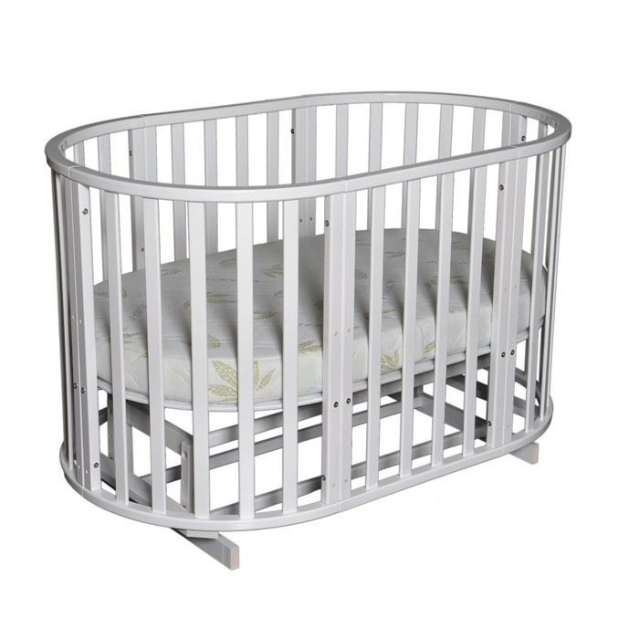 Кроватка-трансформер "Любаша 4" 6 в 1, универсальный маятник, круглая/овальная, белая