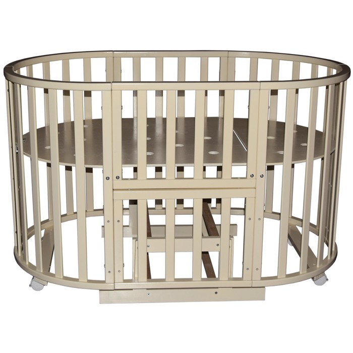 Кроватка-трансформер "Любаша 4" 6 в 1, универсальный маятник, круглая/овальная, слоновая кость 390