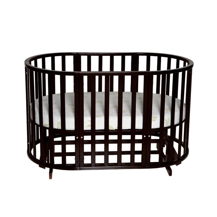 Кроватка-трансформер "Любаша 4" 6 в 1, универсальный маятник, круглая/овальная, шоколад