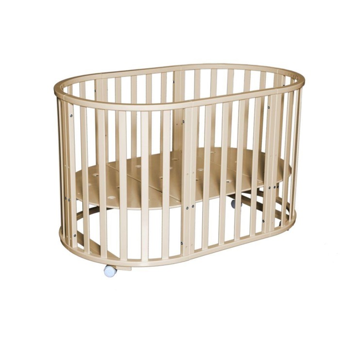 Кроватка-трансформер "Любаша 4/4" 6 в 1, круглая/овальная, слоновая кость