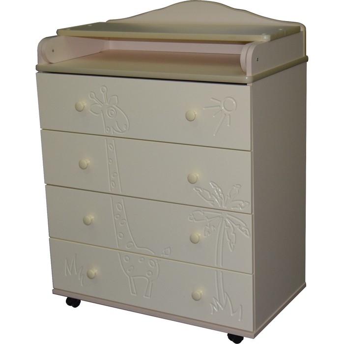 Комод пеленальный "Любаша №3 Жираф" МДФ 800/4, слоновая кость