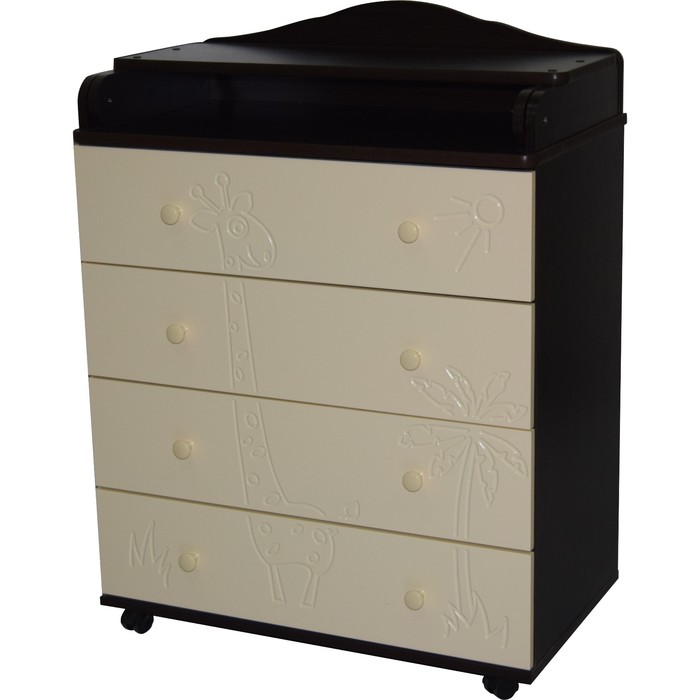 Комод пеленальный "Любаша №3 Жираф" МДФ 800/4, венге-слоновая кость