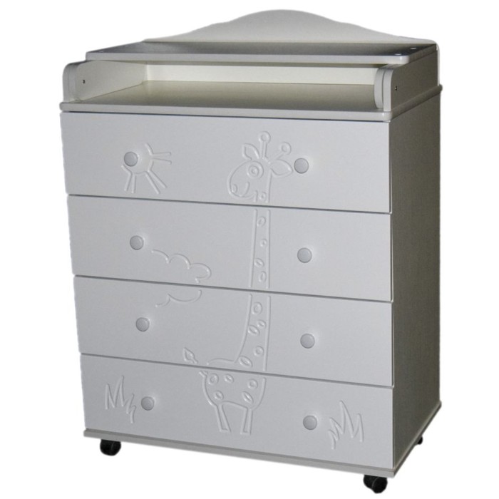 Комод пеленальный №9 "Жираф" 800/4 МДФ, белый