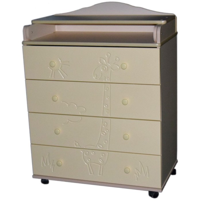 Комод пеленальный №9 "Жираф" 800/4 МДФ, слоновая кость