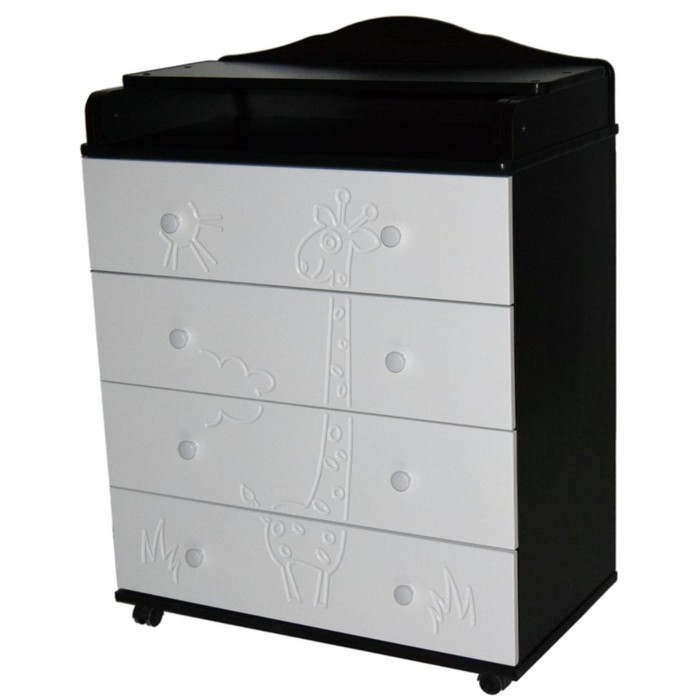 Комод пеленальный №9 "Жираф" 800/4 МДФ, венге-белый