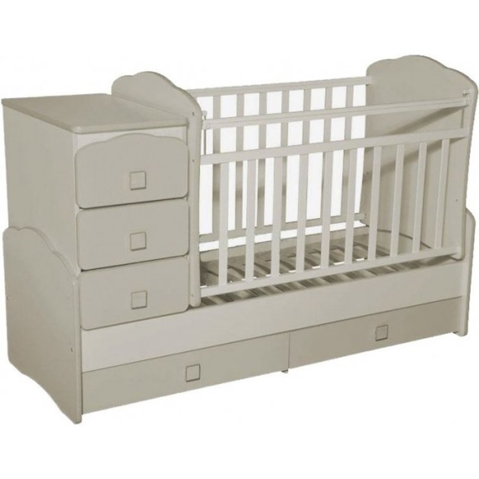 Кровать-трансформер "Ульяна №1", маятник поперечный, слоновая кость