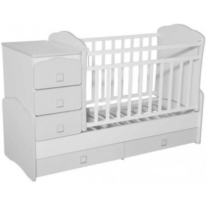 Кровать-трансформер "Ульяна №1", маятник поперечный, белая