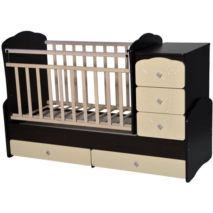 Кровать-трансформер "Ульяна №1 Жираф", маятник поперечный, веге-слоновая кость