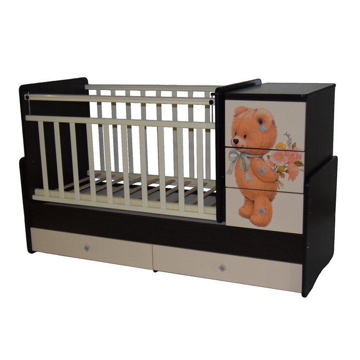 Кровать-трансформер "Ульяна №2 Мишка", маятник поперечный, венге-слоновая кость