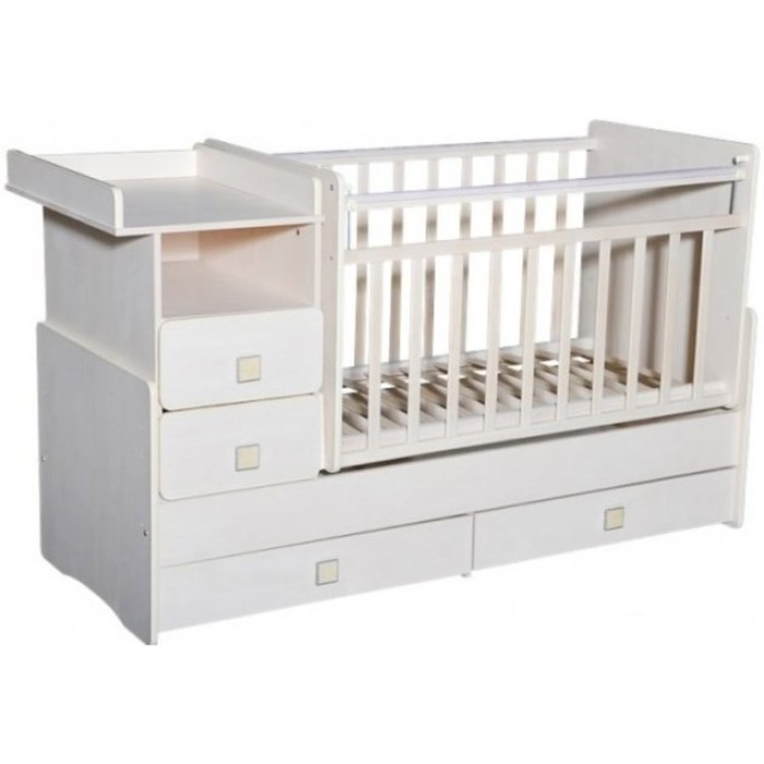 Кровать-трансформер "Ульяна №4", маятник поперечный, белая