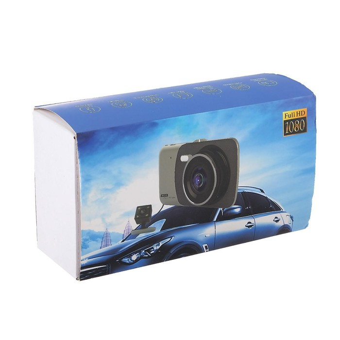 Видеорегистратор TORSO Premium 2 камеры, разрешение HD 1920x1080P, TFT 4.0, угол обзора 160°