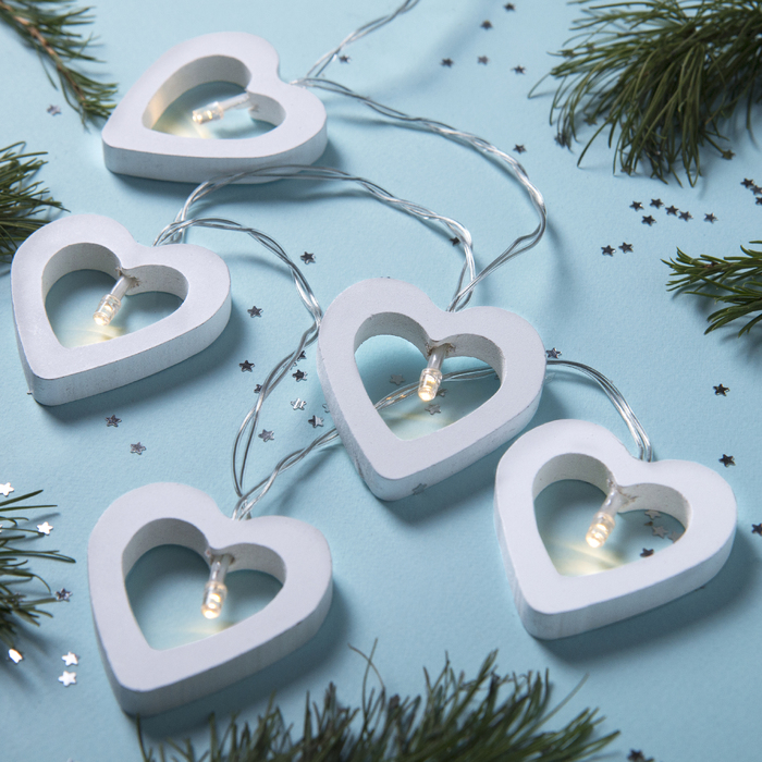 НИТЬ, 1.5 м, с насадк. "Сердце белое", Н.С., LED-10-3V, 2*АА (не в компл), фиксинг, Т/БЕЛЫЙ