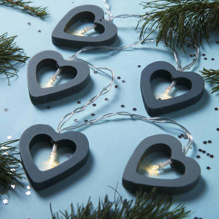 НИТЬ, 1.5 м, с насадк. "Сердце синее", Н.С., LED-10-3V, 2*АА (не в компл), фиксинг, Т/БЕЛЫЙ