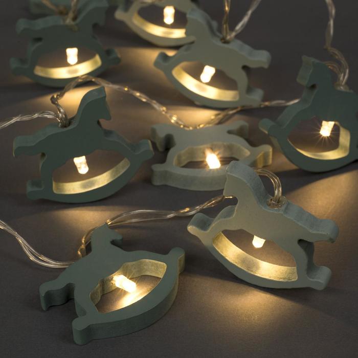 НИТЬ, 1.5 м, с насадк. "Лошадка синяя", Н.С., LED-10-3V, 2*АА (не в компл), фиксинг Т/БЕЛЫЙ