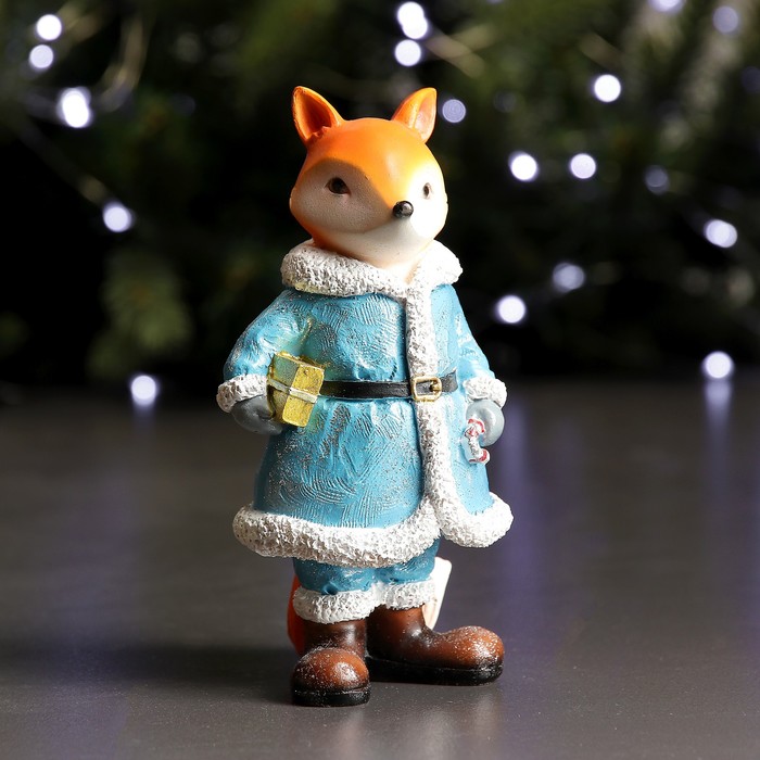 Фигура "Лиса в голубой шубе" 8х7х15см