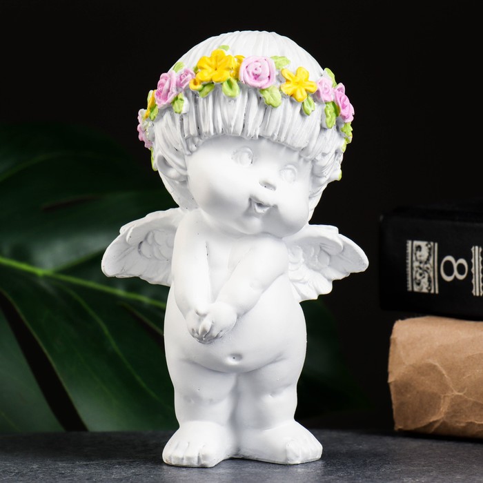 Фигура "Ангел стесняшка" белый 10х8х15см