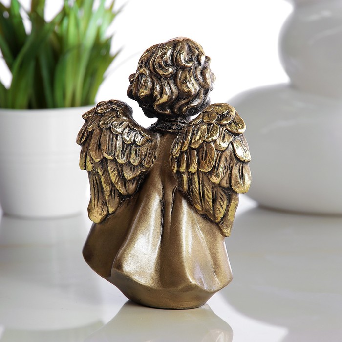 Фигура "Ангелочек со звездочкой" золото 11х8х15см