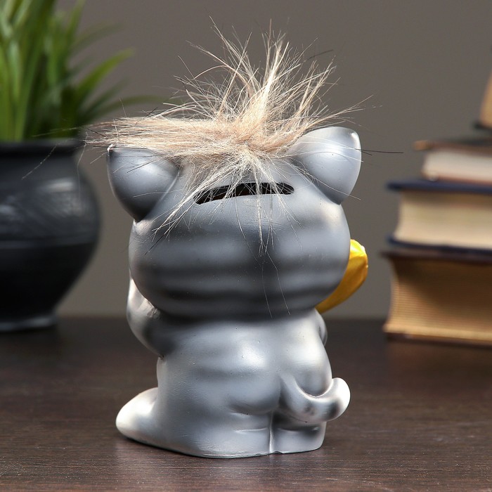 Копилка "Влюбленный Котик" серый чуб 11х9х13см