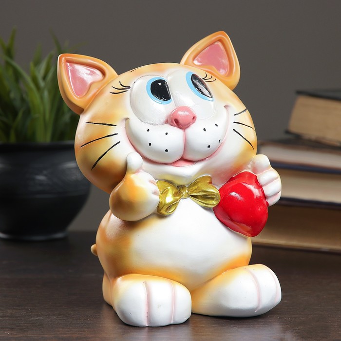 Копилка "Мартовский кот" рыжий 16х14х21см