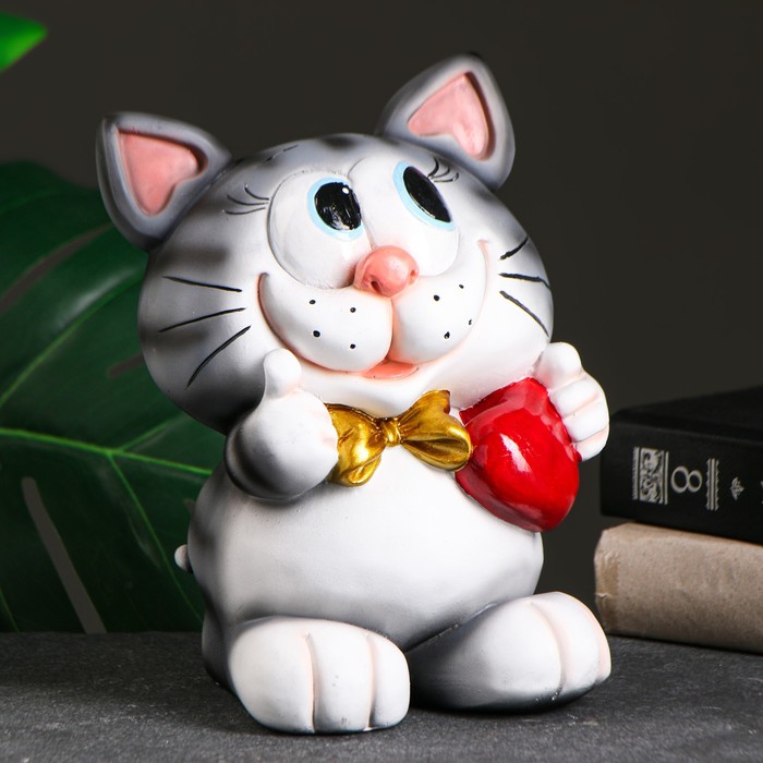 Копилка "Мартовский кот" серый 16х14х21см