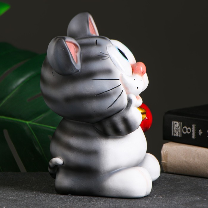 Копилка "Мартовский кот" серый 16х14х21см