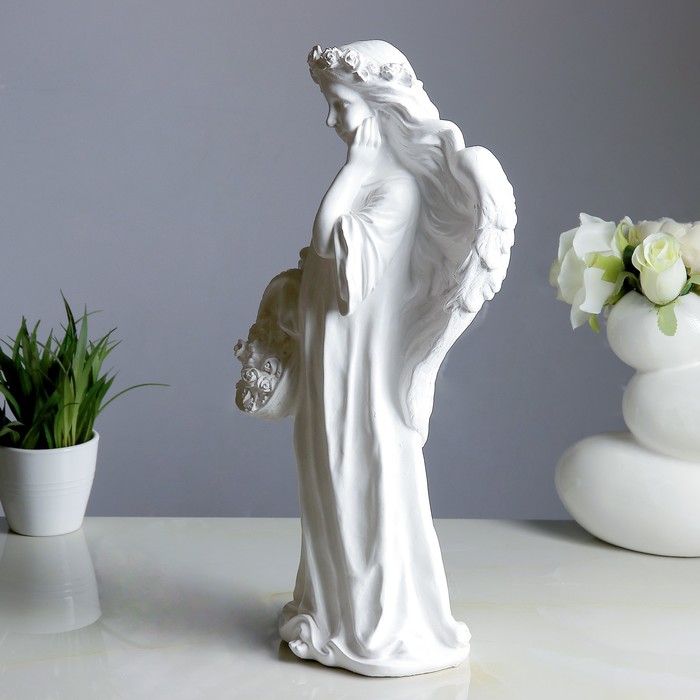 Светящаяся фигура "Ангел девушка с корзиной" 19х20х43см