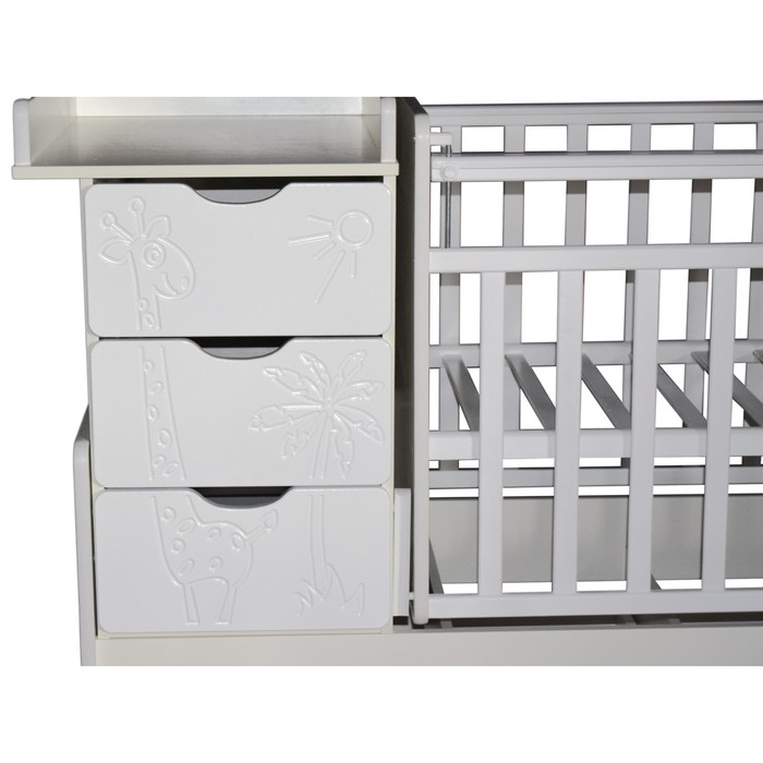 Кровать детская "Любаша 3 Жираф" маятник поперечный, белая