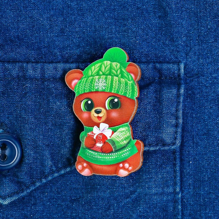 Набор украшений в шаре "Мишка", серёжки, значок, 7 см