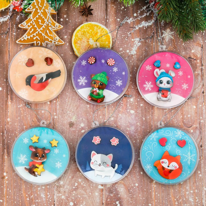 Набор украшений в шаре "Котик", серёжки, значок, 7 см