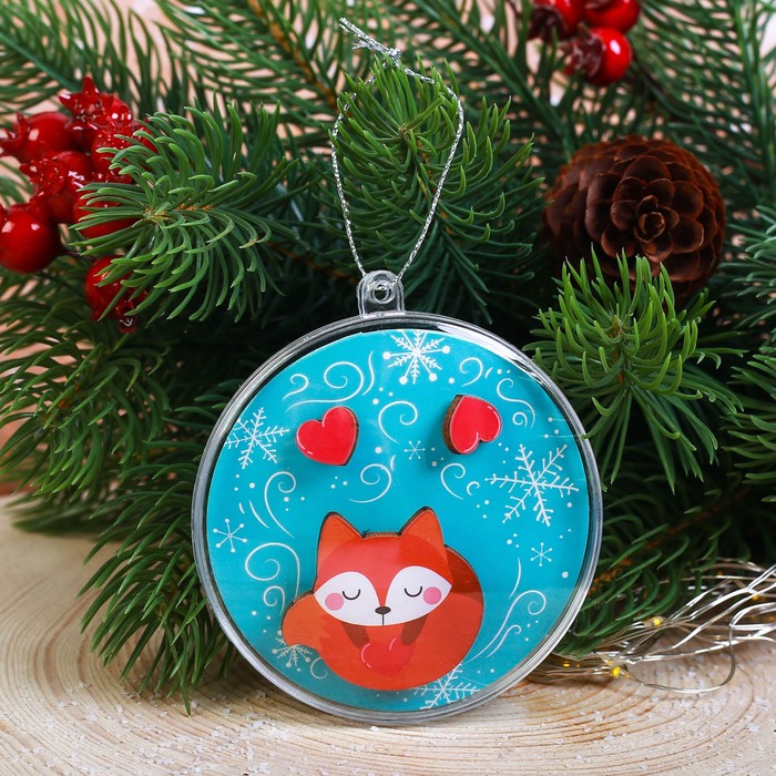 Набор украшений в шаре "Лисичка", серёжки, значок, 7 см