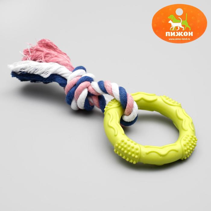 Игрушка жевательная с канатом "Кусочек солнца", 8 см, микс цветов