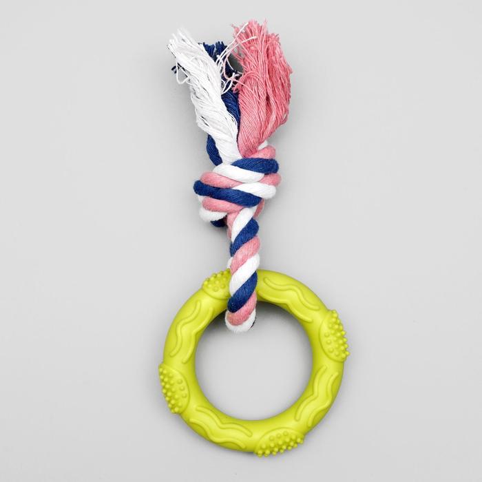 Игрушка жевательная с канатом "Кусочек солнца", 8 см, микс цветов