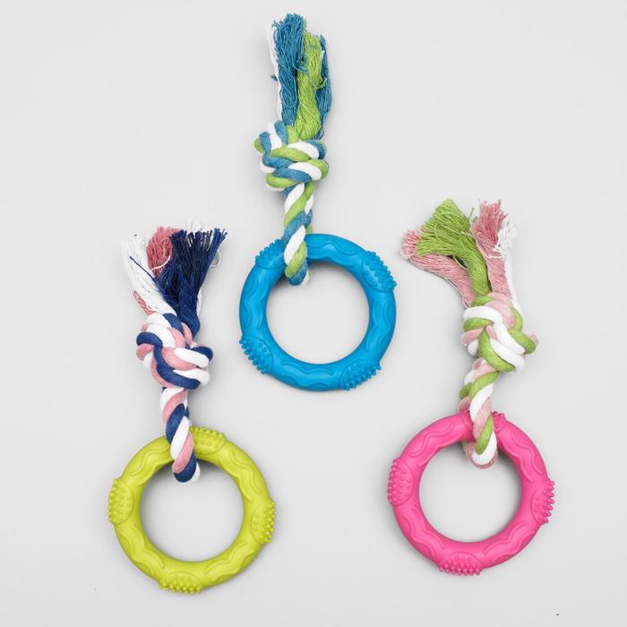 Игрушка жевательная с канатом "Кусочек солнца", 8 см, микс цветов