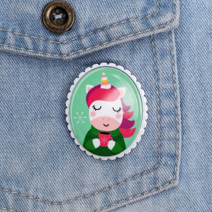 Значок акриловый в тубусе "Единорог"