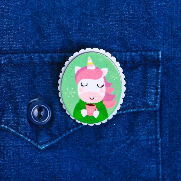 Значок акриловый в тубусе "Единорог"