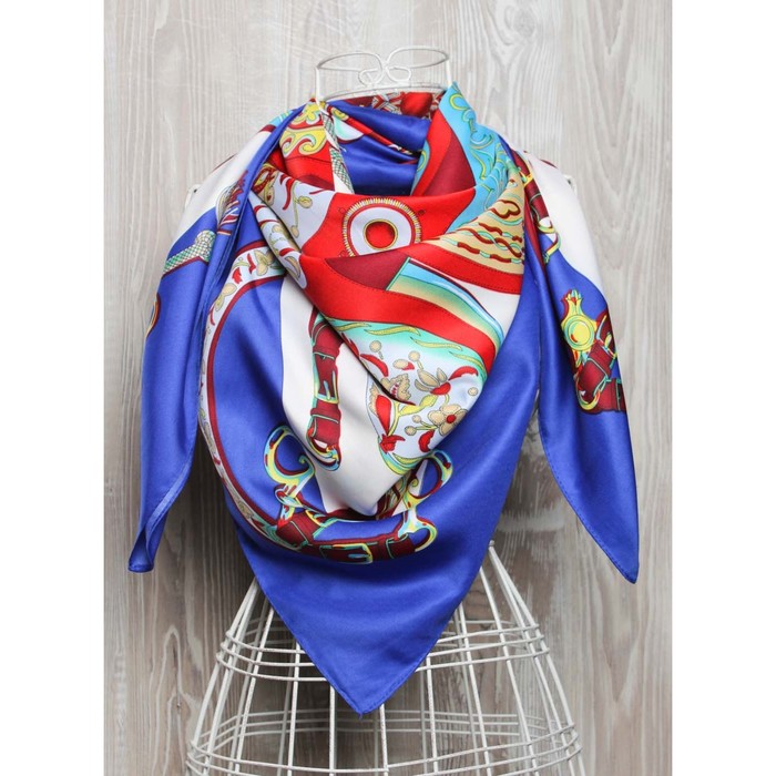 Платок, размер 100×100 см, цвет синий