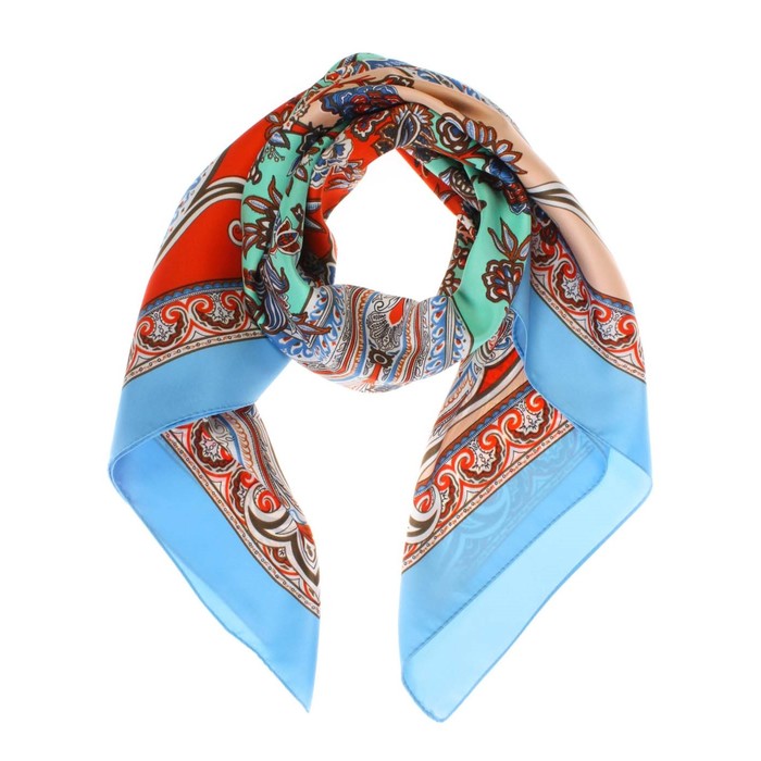 Платок, размер 100×100 см, цвет голубой