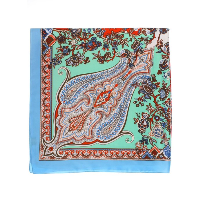 Платок, размер 100×100 см, цвет голубой