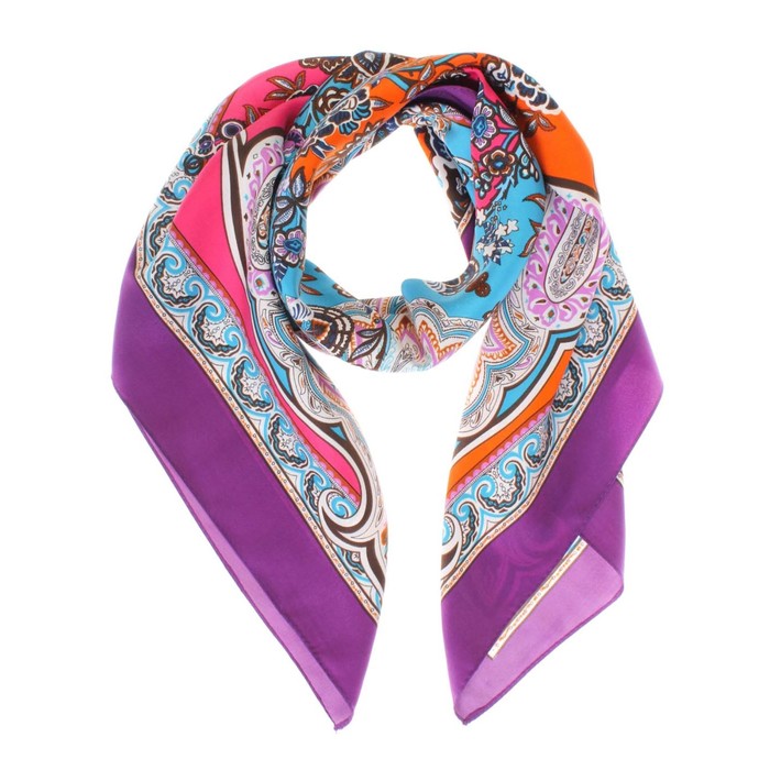 Платок, размер 100×100 см, цвет фиолетовый