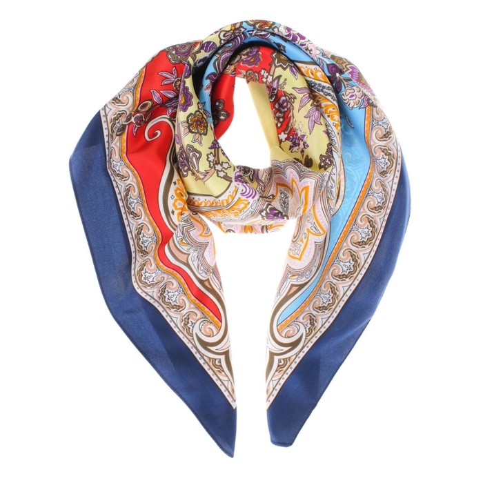 Платок, размер 100×100 см, цвет синий