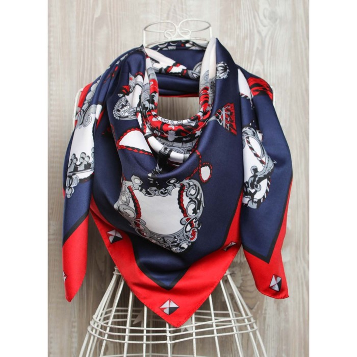 Платок, размер 100×100 см, цвет синий